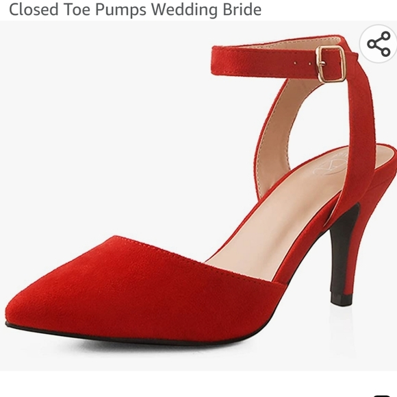 ORIPLALLA Heels for Women Dress Shoes Low Heel Ankle Strap Slingback D'Orsay Red - Picture 1 of 13